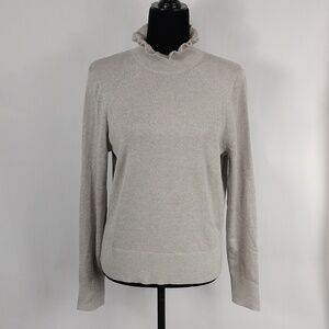 J. Crew Metallic Merino Wool Ruffleneck Sweater